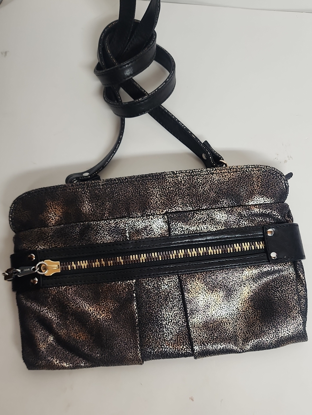 See By Chloe Metallic Black Bronze Crossbody Bag Gold Hardware Old Money Luxury